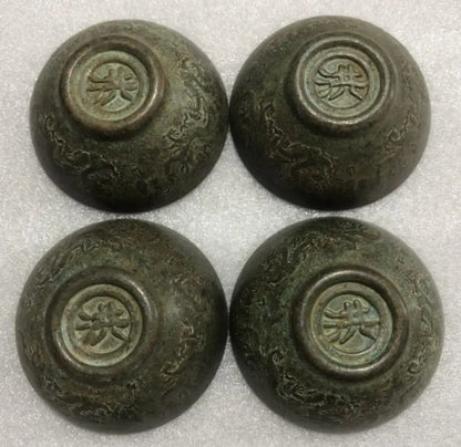 China archaize brass Fu Lu Shou Xi bowl crafts statue A set