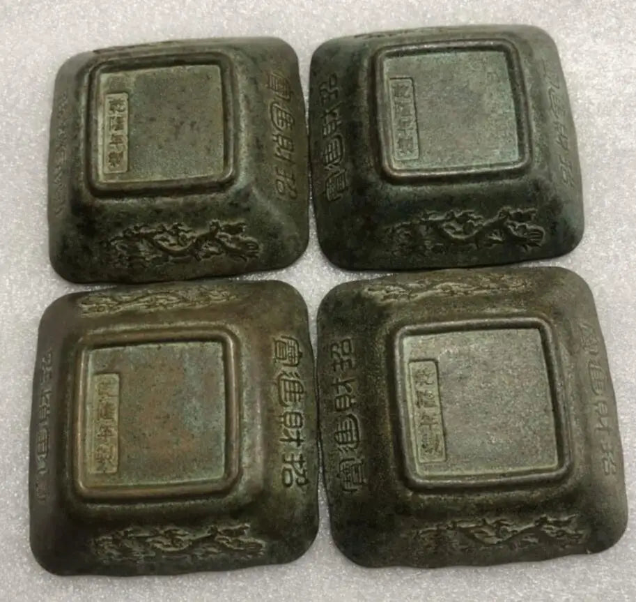 China archaize brass Fu Lu Shou Xi square cup crafts statue A set