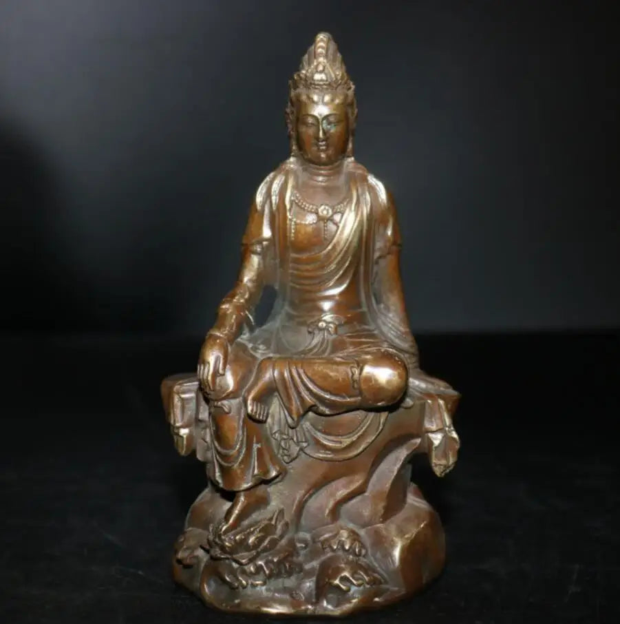 China archaize brass Goddess of mercy bodhisattva crafts statue