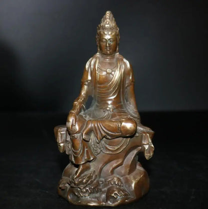 China archaize brass Goddess of mercy bodhisattva crafts statue