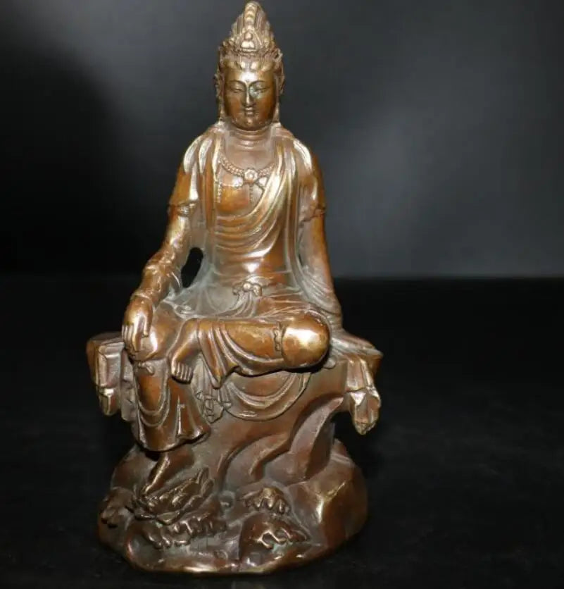 China archaize brass Goddess of mercy bodhisattva crafts statue