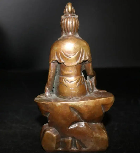 China archaize brass Goddess of mercy bodhisattva crafts statue
