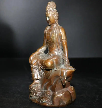 China archaize brass Goddess of mercy bodhisattva crafts statue