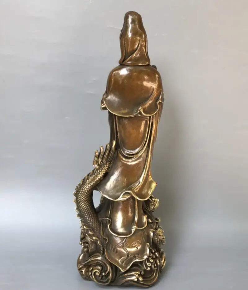 China archaize brass Guanyin bodhisattva Buddha crafts statue