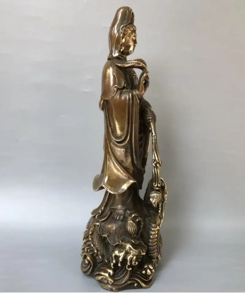 China archaize brass Guanyin bodhisattva Buddha crafts statue