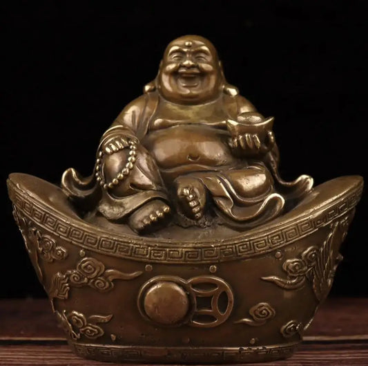 China archaize brass Ingots maitreya Buddha crafts statue