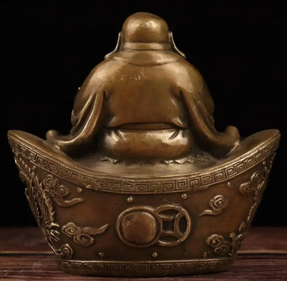 China archaize brass Ingots maitreya Buddha crafts statue