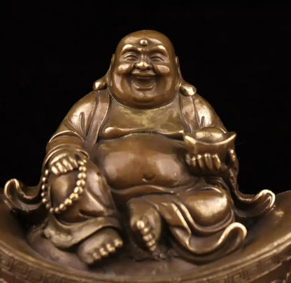 China archaize brass Ingots maitreya Buddha crafts statue