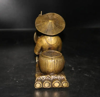 China archaize brass Jiang Ziya fishing crafts statue