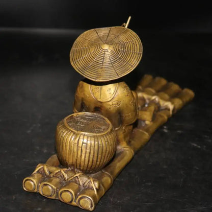China archaize brass Jiang Ziya fishing crafts statue