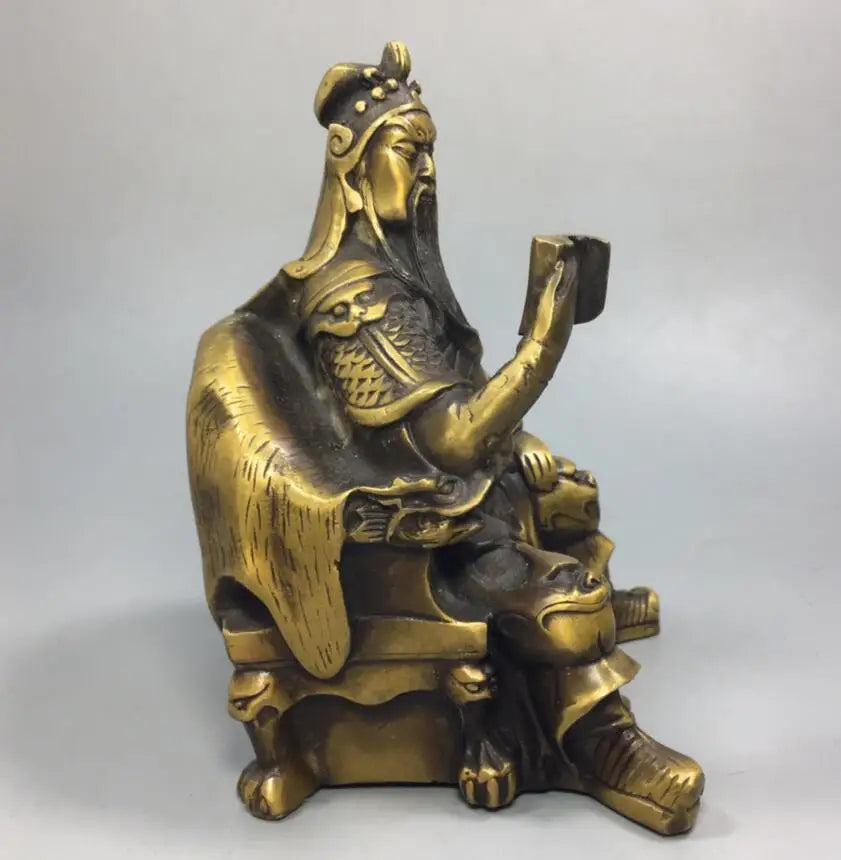 China archaize brass Martial god Guan yu crafts statue