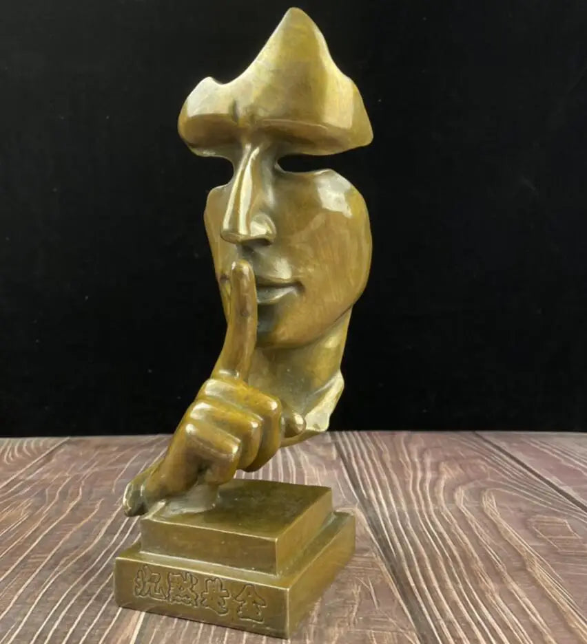 China archaize brass Mask man crafts statue