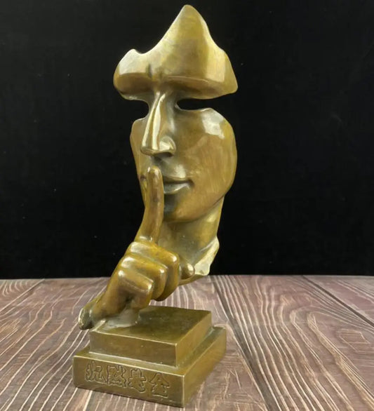 China archaize brass Mask man crafts statue
