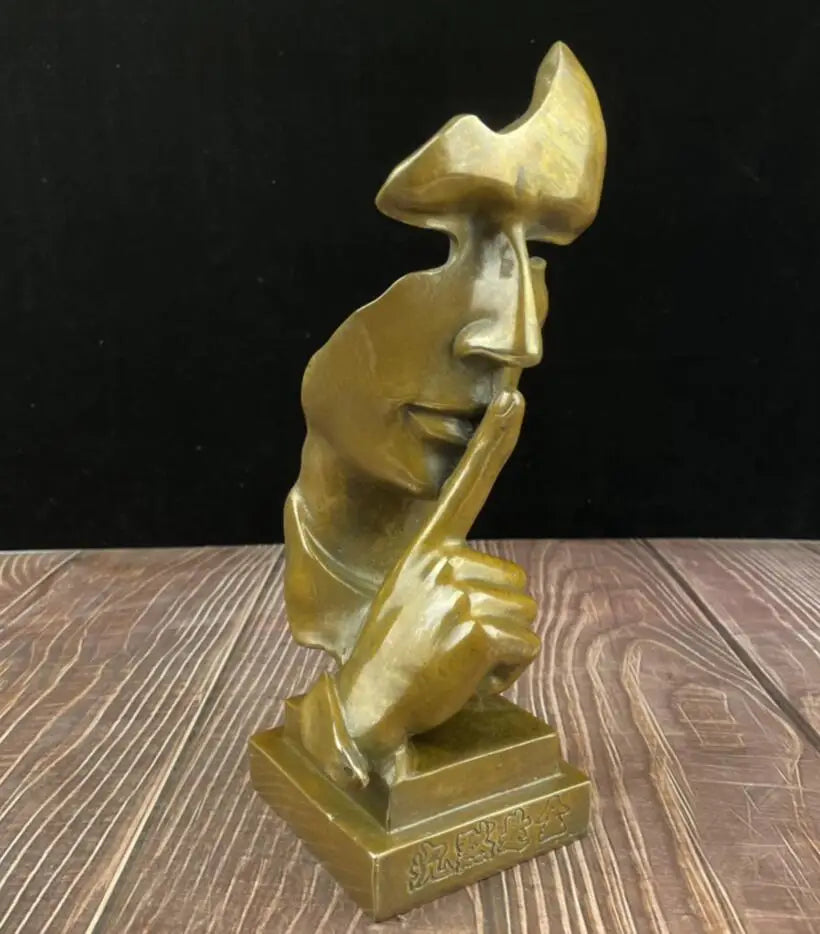 China archaize brass Mask man crafts statue