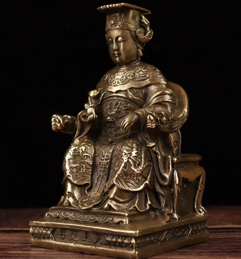 China archaize brass Mazu crafts statue