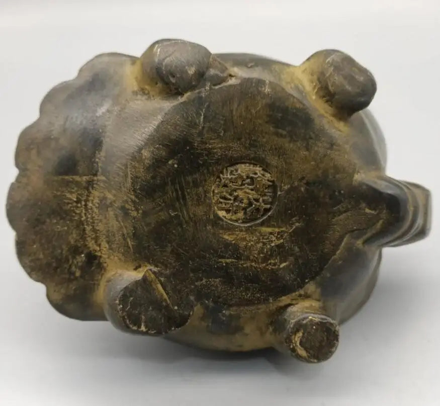 China archaize brass Mother son turtle teapot crafts statue