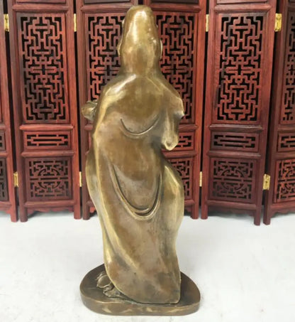 China archaize brass Ruyi Guanyin bodhisattva crafts statue