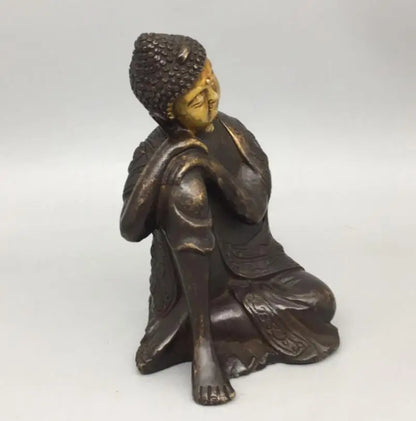 China archaize brass Shakyamuni sleep Buddha crafts statue