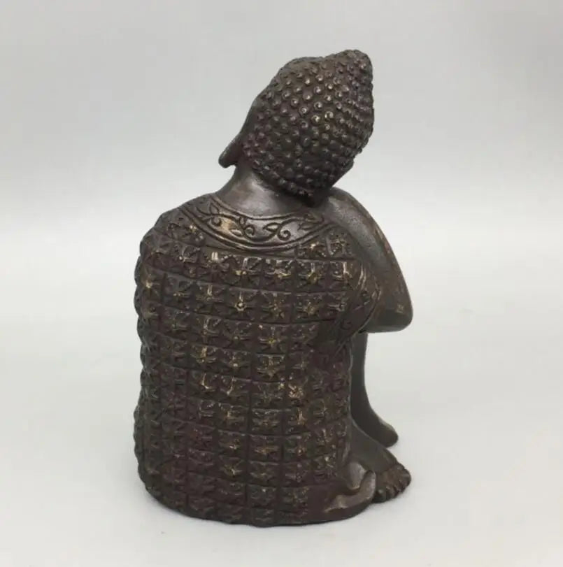 China archaize brass Shakyamuni sleep Buddha crafts statue