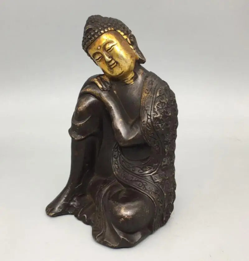 China archaize brass Shakyamuni sleep Buddha crafts statue