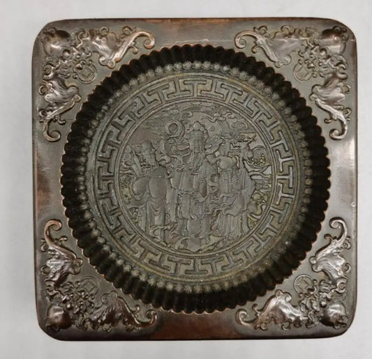 China archaize brass ashtray small crafts statue