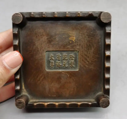 China archaize brass ashtray small crafts statue
