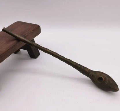 China archaize brass bamboo shape pipe crafts statue