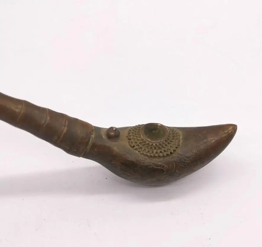 China archaize brass bamboo shape pipe crafts statue