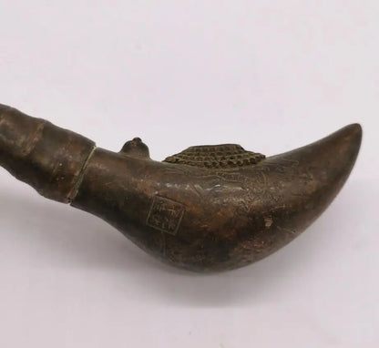 China archaize brass bamboo shape pipe crafts statue