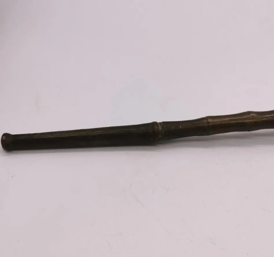China archaize brass bamboo shape pipe crafts statue