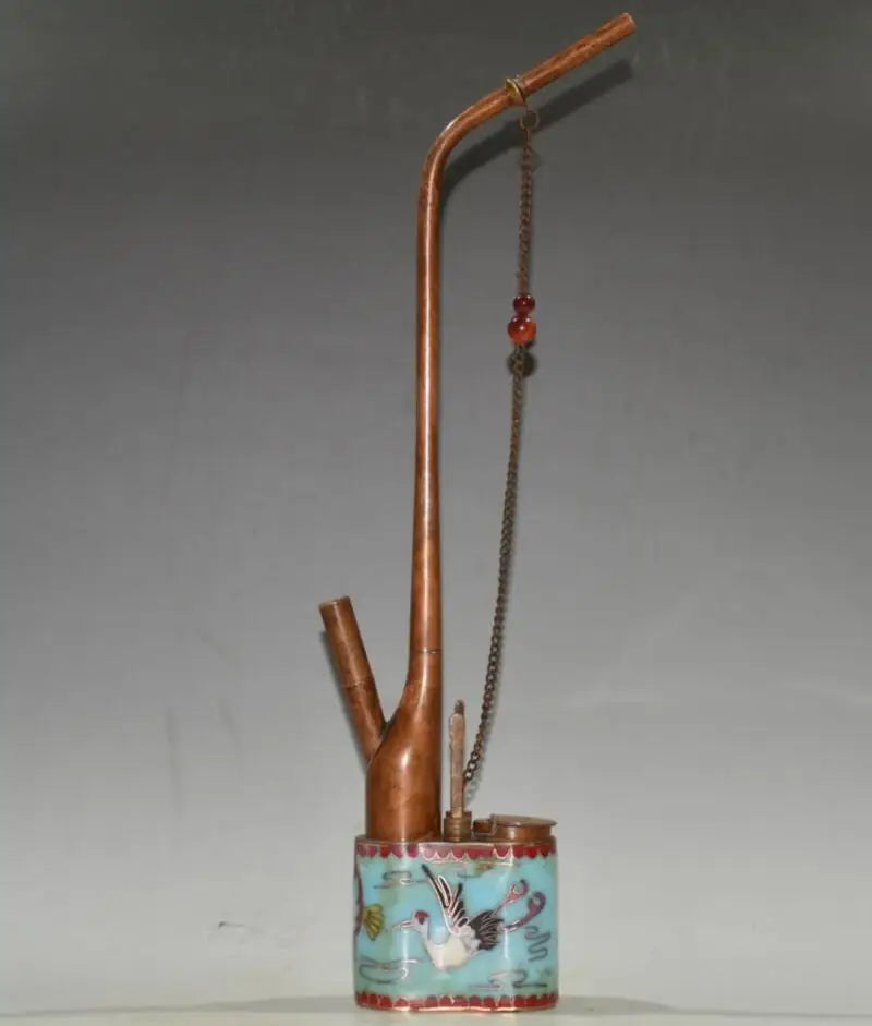 China archaize brass cloisonne Hookah pipe crafts statue