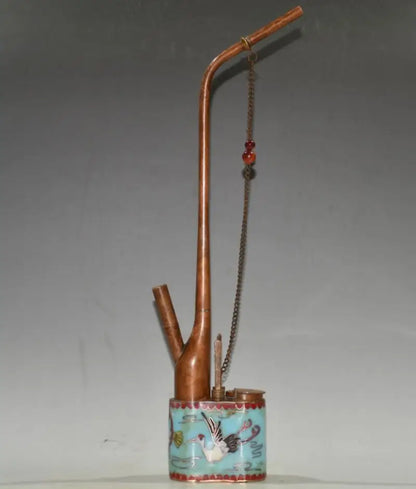 China archaize brass cloisonne Hookah pipe crafts statue