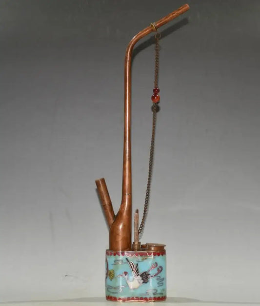 China archaize brass cloisonne Hookah pipe crafts statue