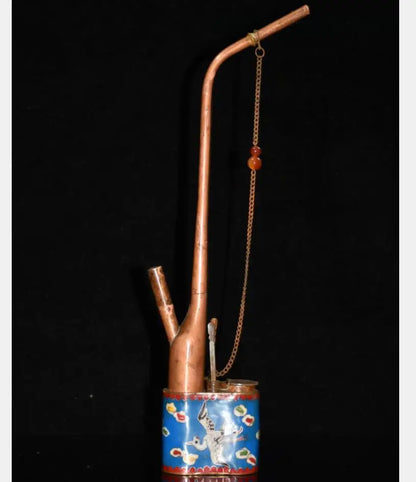 China archaize brass cloisonne Hookah pipe crafts statue