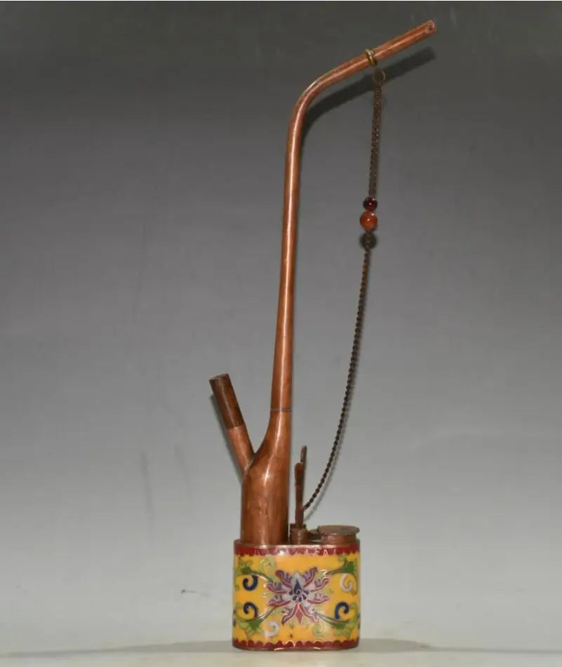 China archaize brass cloisonne Hookah pipe crafts statue