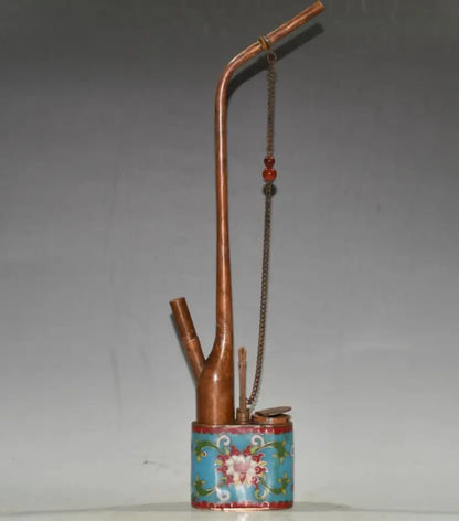 China archaize brass cloisonne Hookah pipe crafts statue