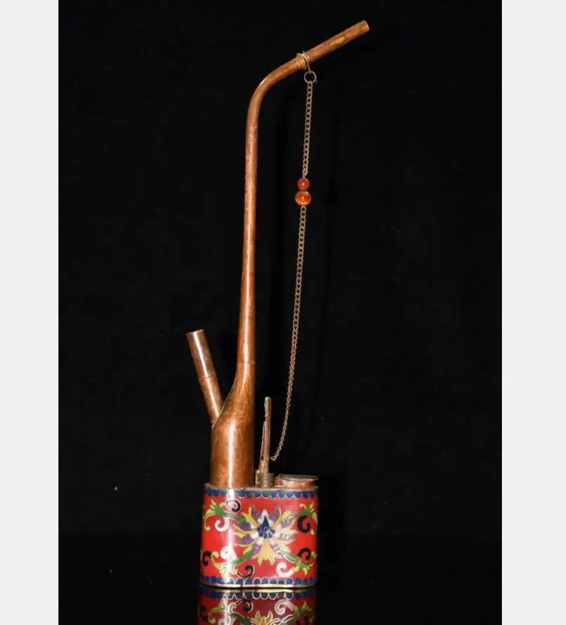 China archaize brass cloisonne Hookah pipe crafts statue