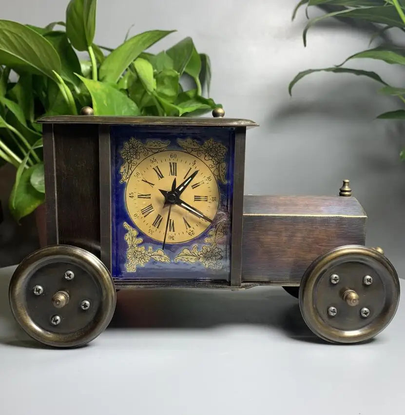 China archaize brass cloisonne car shape Clock crafts statue