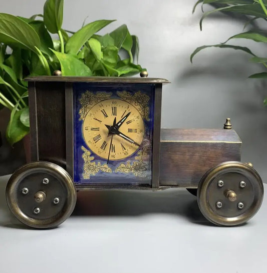China archaize brass cloisonne car shape Clock crafts statue