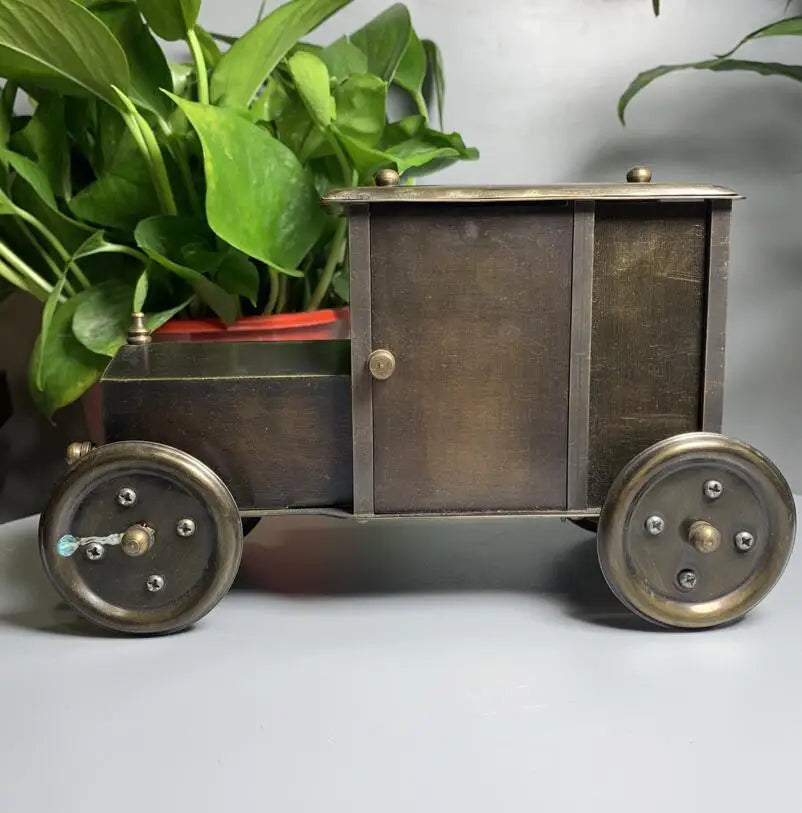 China archaize brass cloisonne car shape Clock crafts statue