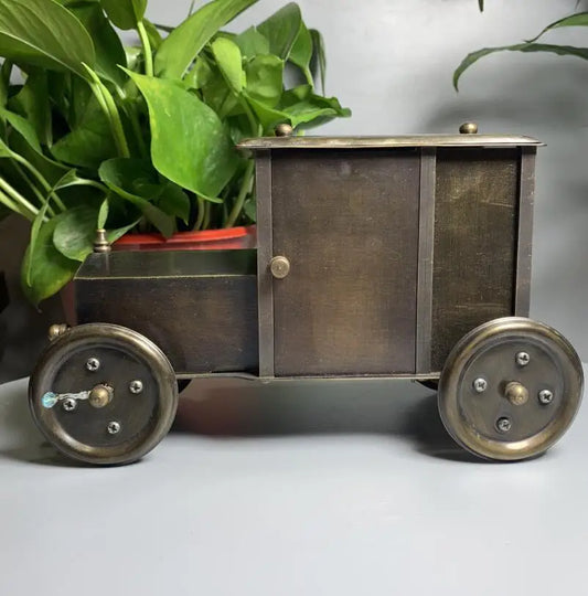 China archaize brass cloisonne car shape Clock crafts statue