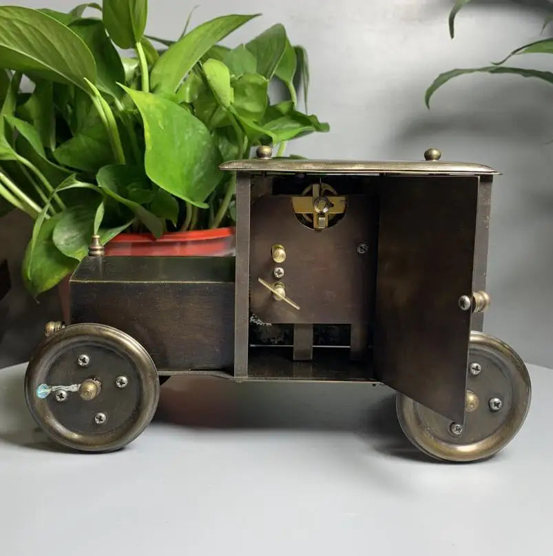 China archaize brass cloisonne car shape Clock crafts statue