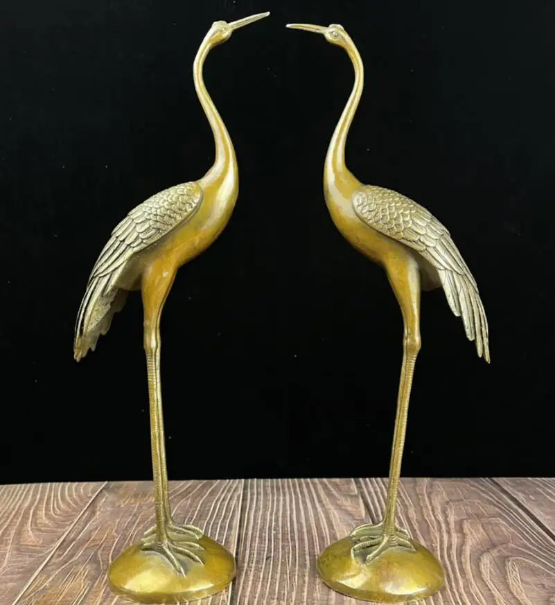 China archaize brass crane crafts statue A pair