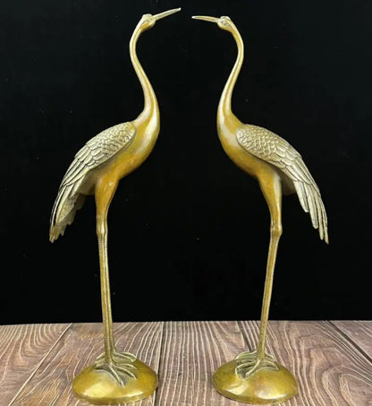 China archaize brass crane crafts statue A pair