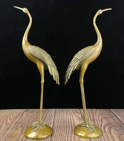 China archaize brass crane crafts statue A pair