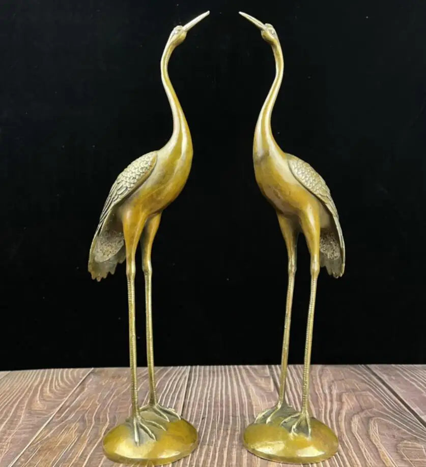 China archaize brass crane crafts statue A pair