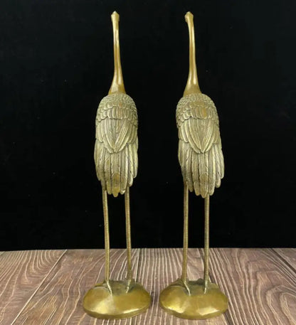 China archaize brass crane crafts statue A pair
