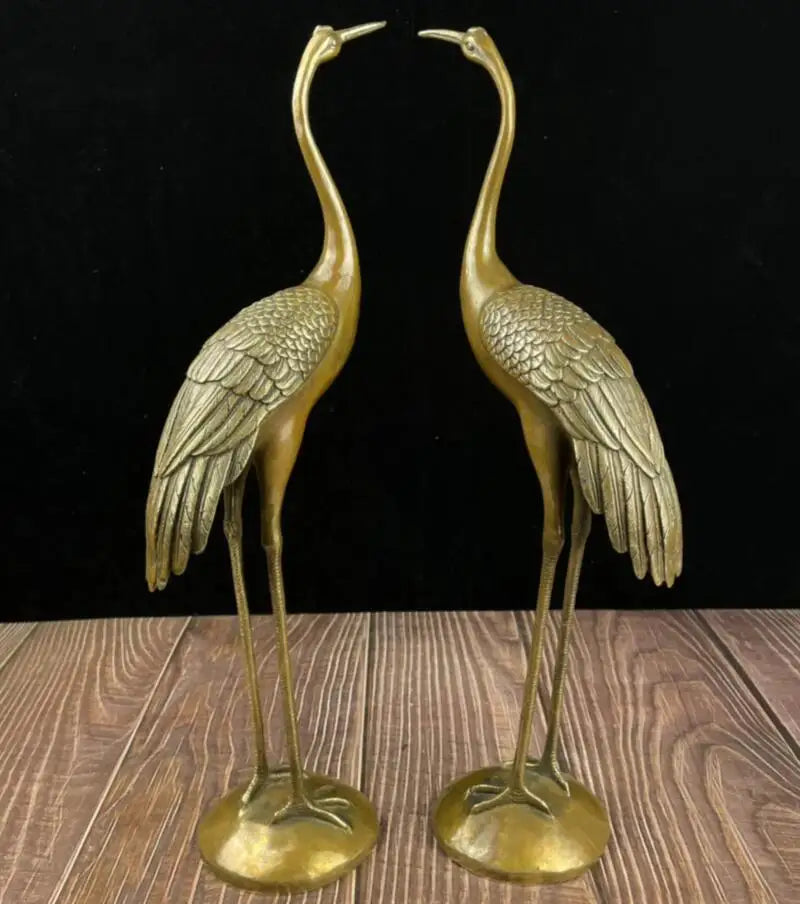 China archaize brass crane crafts statue A pair