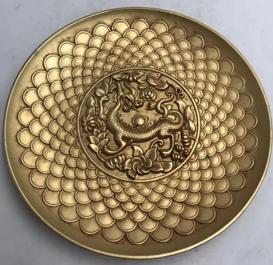 China archaize brass dish crafts statue