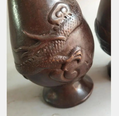 China archaize brass dragon vase crafts statue A pair